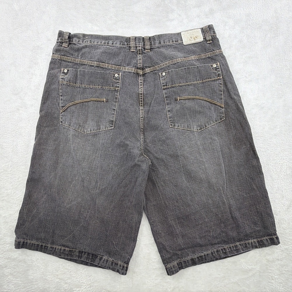 VTG Y2K Koman Black Baggy Jean Shorts 42 Men's Size 40x14 Embroidered Pockets‎